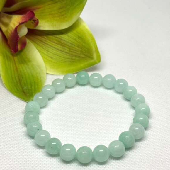 Burmese Jade Gemstone Bracelet 8MM | Handmade Crystal Healing Jewelry - Picture 5 of 10